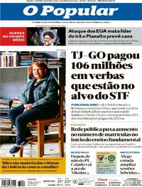 Capa do jornal O Popular 02/03/2026