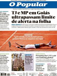 Capa do jornal O Popular 08/06/2026