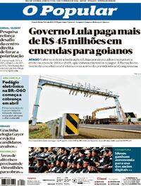 Capa do jornal O Popular 12/02/2026