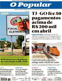 Capa do jornal O Popular 12/05/2026