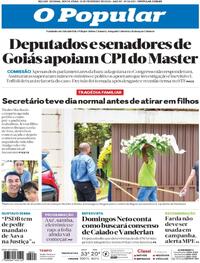 Capa do jornal O Popular 13/02/2026