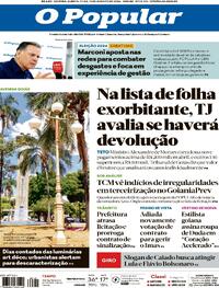 Capa do jornal O Popular 13/08/2026