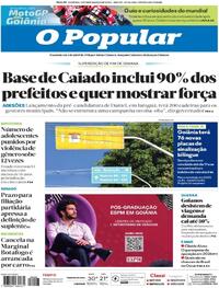 Capa do jornal O Popular 14/03/2026