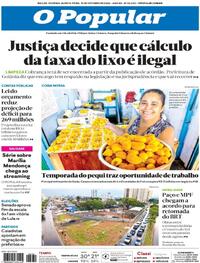 Capa do jornal O Popular 15/10/2026