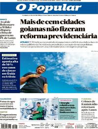 Capa do jornal O Popular 16/02/2026