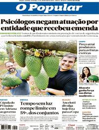 Capa do jornal O Popular 18/05/2026