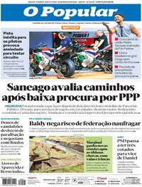 Capa do jornal O Popular 20/03/2026
