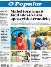 Capa do jornal O Popular 21/01/2026
