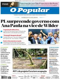 Capa do jornal O Popular 21/02/2026