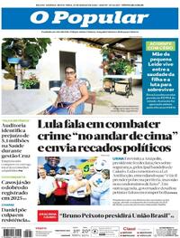 Capa do jornal O Popular 27/03/2026