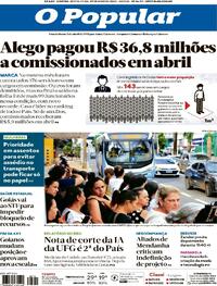 Capa do jornal O Popular 29/05/2026