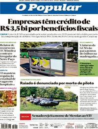 Capa do jornal O Popular 30/04/2026