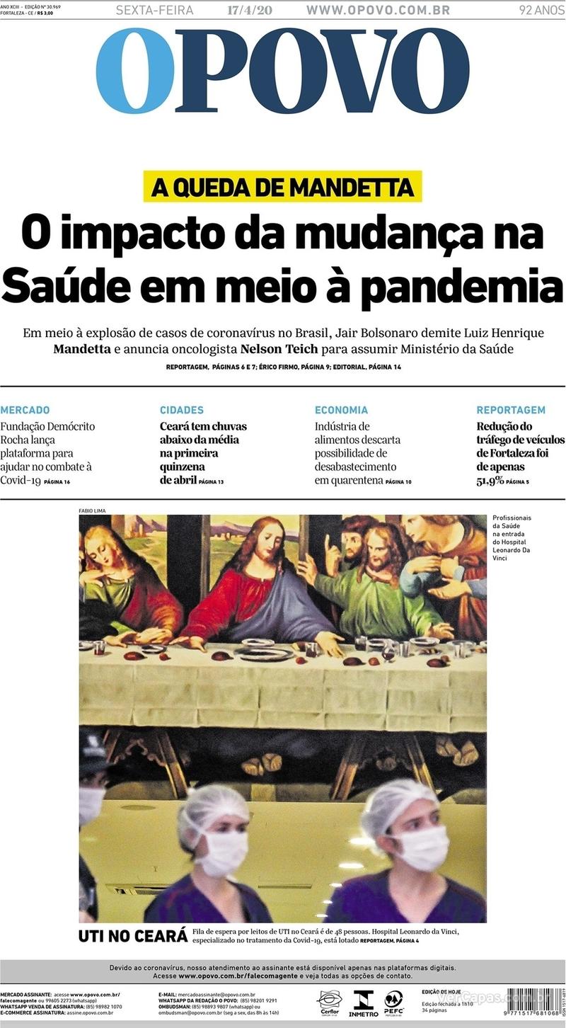 Capa do jornal O Povo 17/04/2020