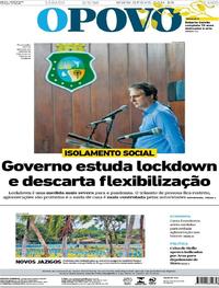 Capa do jornal O Povo 02/05/2020