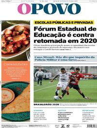 Capa do jornal O Povo 09/10/2020