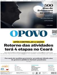 Capa do jornal O Povo 15/05/2020