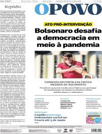 Capa do jornal O Povo 20/04/2020