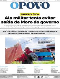 Capa do jornal O Povo 24/04/2020