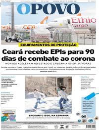 Capa do jornal O Povo 27/04/2020