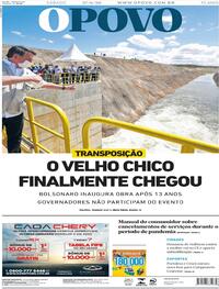 Capa do jornal O Povo 27/06/2020