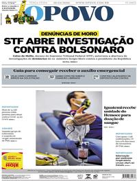 Capa do jornal O Povo 28/04/2020
