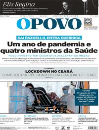 Capa do jornal O Povo 16/03/2021