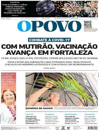 Capa do jornal O Povo 29/03/2021