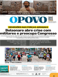 Capa do jornal O Povo 31/03/2021