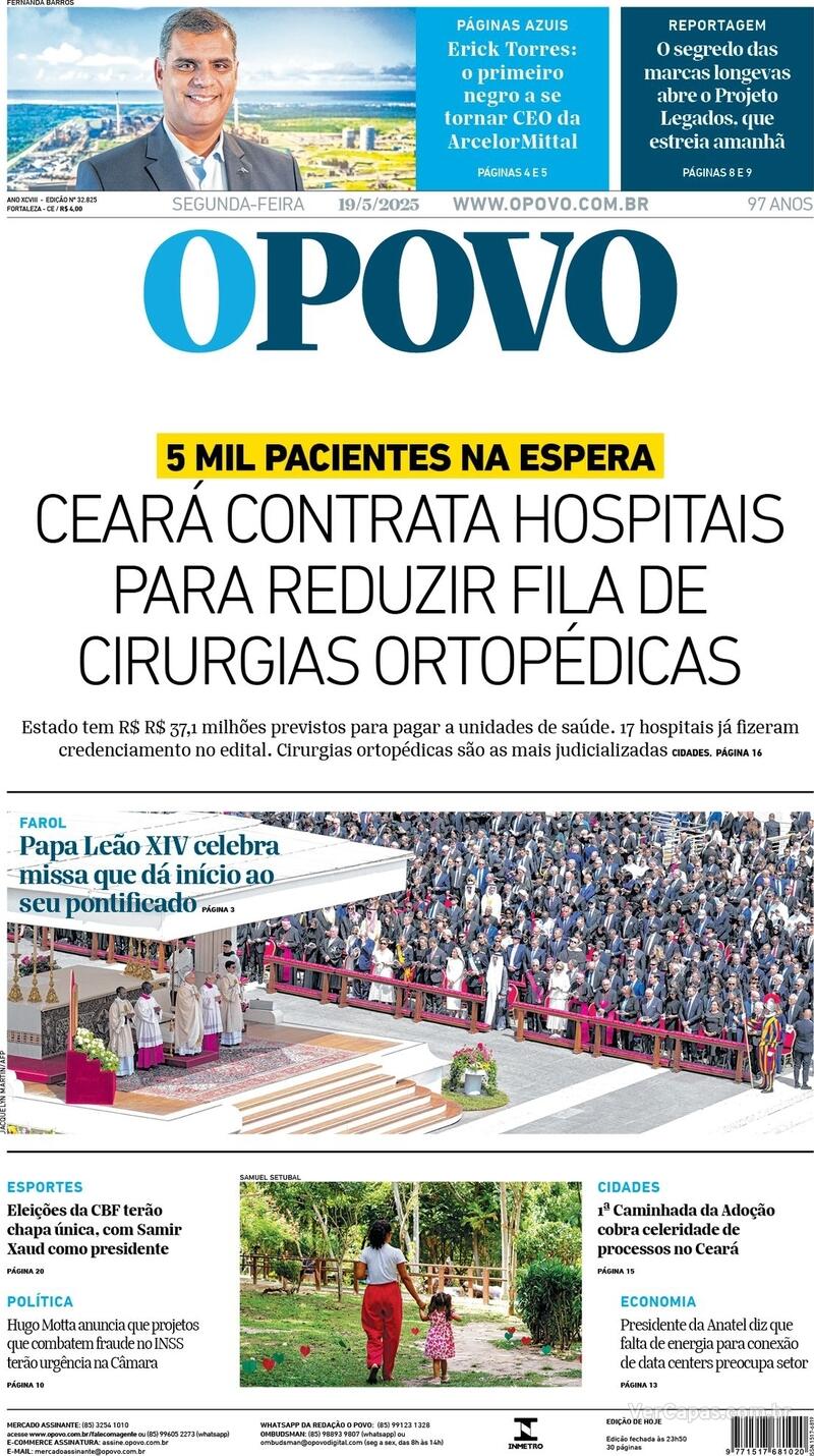Capa do jornal O Povo 19/05/2025