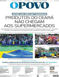 Capa do jornal O Povo 08/09/2025