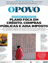 Capa do jornal O Povo 14/08/2025