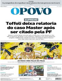Capa do jornal O Povo 13/02/2026