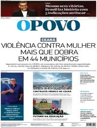 Capa do jornal O Povo 16/03/2026