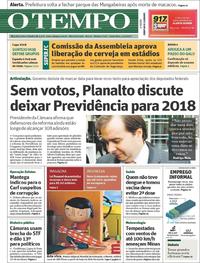 Capa do jornal O Tempo 01/12/2017