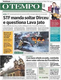 Capa do jornal Jornal O Tempo 03/05/2017