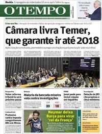Capa do jornal Jornal O Tempo 03/08/2017