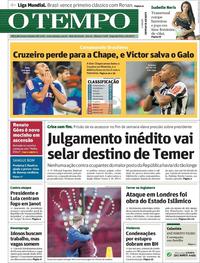 Capa do jornal Jornal O Tempo 05/06/2017