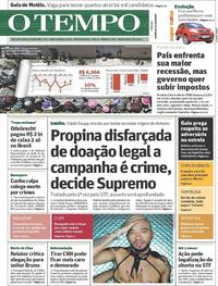 Capa do jornal Jornal O Tempo 08/03/2017