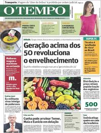 Capa do jornal Jornal O Tempo 09/07/2017