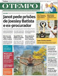 Capa do jornal Jornal O Tempo 09/09/2017