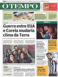 Capa do jornal O Tempo 10/09/2017