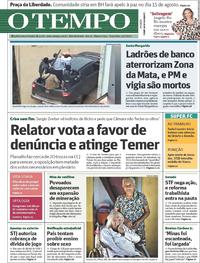Capa do jornal Jornal O Tempo 11/07/2017