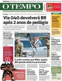 Capa do jornal Jornal O Tempo 12/09/2017
