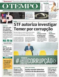 Capa do jornal O Tempo 13/09/2017