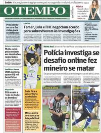 Capa do jornal Jornal O Tempo 14/04/2017