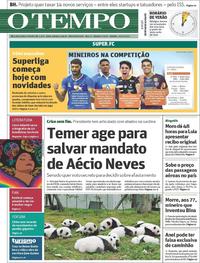 Capa do jornal O Tempo 14/10/2017