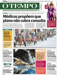 Capa do jornal Jornal O Tempo 15/07/2017