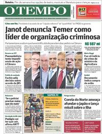 Capa do jornal O Tempo 15/09/2017