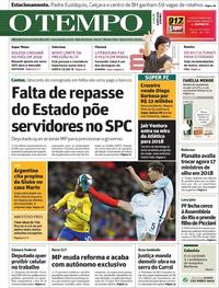 Capa do jornal O Tempo 15/11/2017