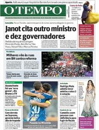 Capa do jornal Jornal O Tempo 16/03/2017